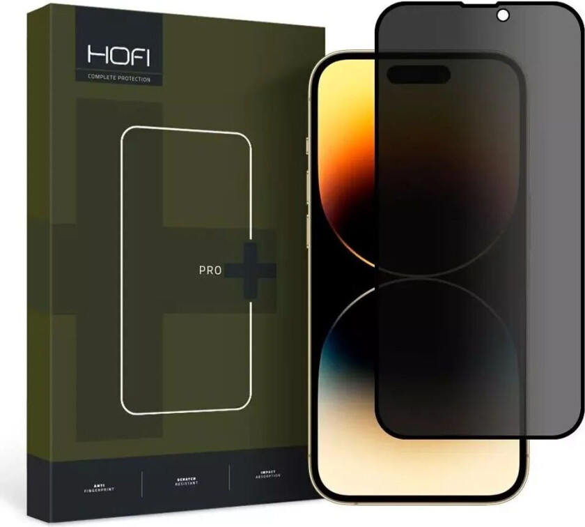 Hofi iPhone 15 Glass Pro+ Skjermbeskyttelse med Privacy - Case Friendly - Gjennomsiktig / Svart Kant