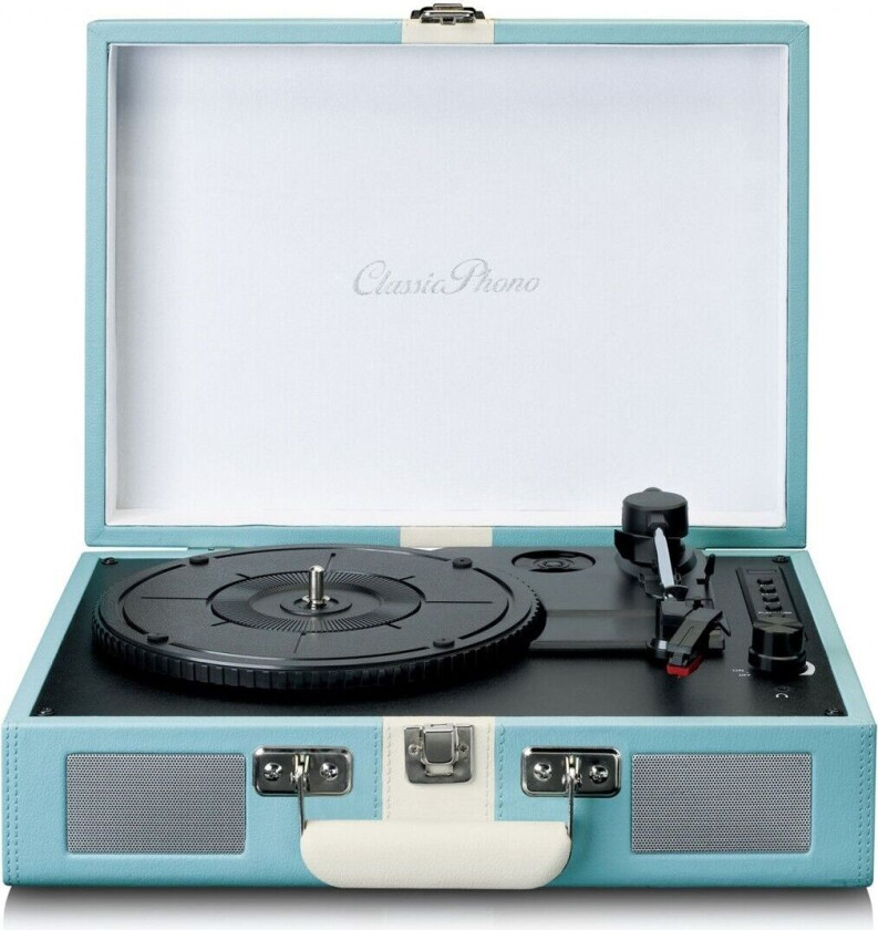 Suitcase turntable with BT and built-in speakers - Blå