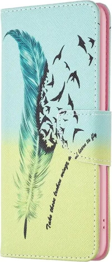 Samsung Galaxy S24 Ultra Flip Deksel i Kunstkinn med Lommebok og Trykk - Fjær med fugler