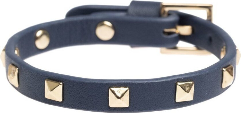 DARK Leather Stud Bracelet Mini Navy Blue