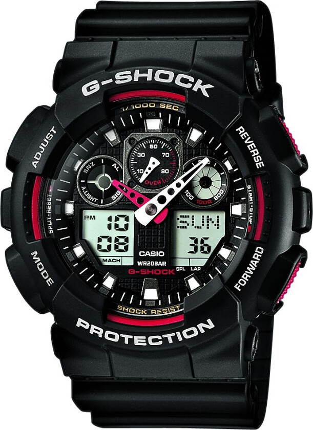 G-Shock Ga-100 Svart/rød Svart/Rød unisex