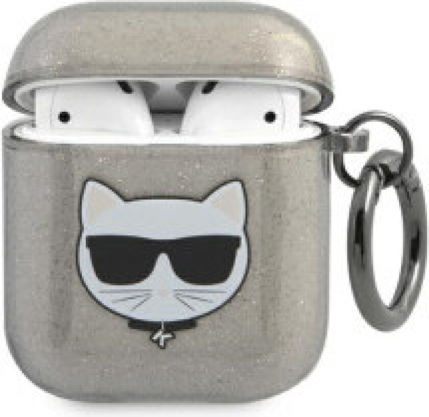 Karl Lagerfeld KLA2UCHGK AirPods deksel svart/svart Glitter Choupette