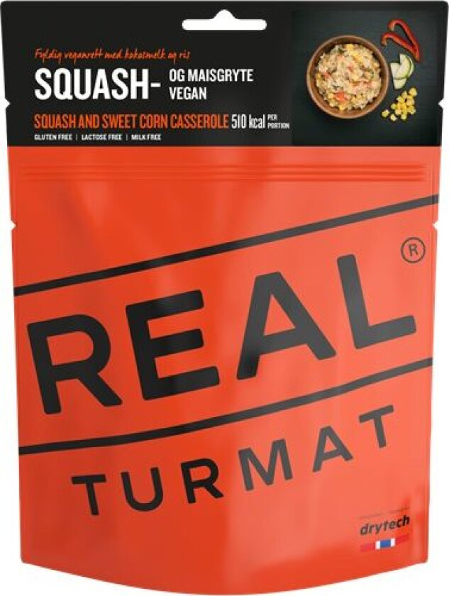 Real Turmat Squash og maisgryte, frysetrøket turmat Orange