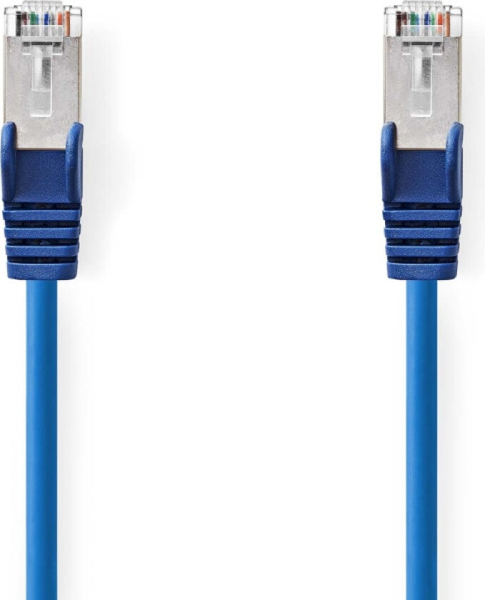 Bilde av CAT5e nettverkskabel | SF/UTP | RJ45 Han | RJ45 Han | 2.00 m | Rund | PVC | Blå | Label