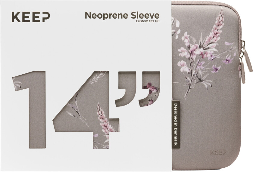 KEEP 14" Neoprenetui for bærbar PC (Portabella Flower)