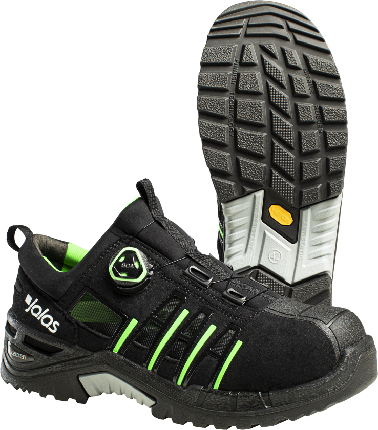 9925 Exalter Easyroll Vernesko S1P, aluminiumhette, svart/lime Str. 41