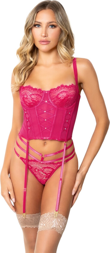 Fuchsia Bustier med Truse - Lyserosa - S