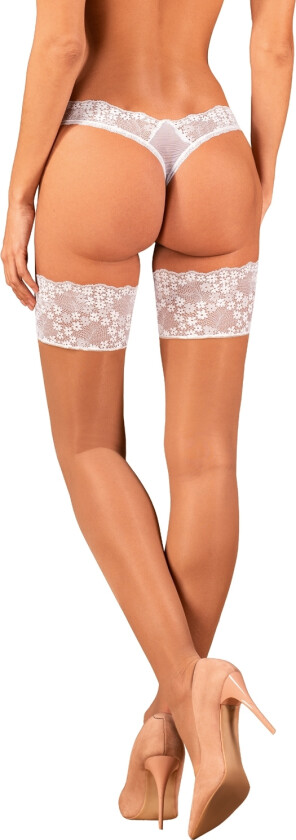 Heavenlly Hvite Hold-up Strømper - Beige - M/L