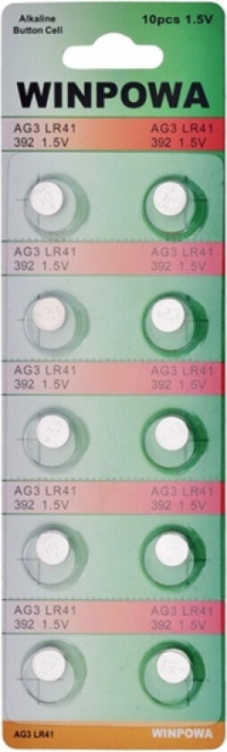 10-pack AG3/LR41/392 Knappcellebatteri