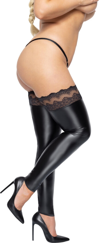 Superstar Hold-Up Strømper med Blondekant Plus Size - Svart - 4XL