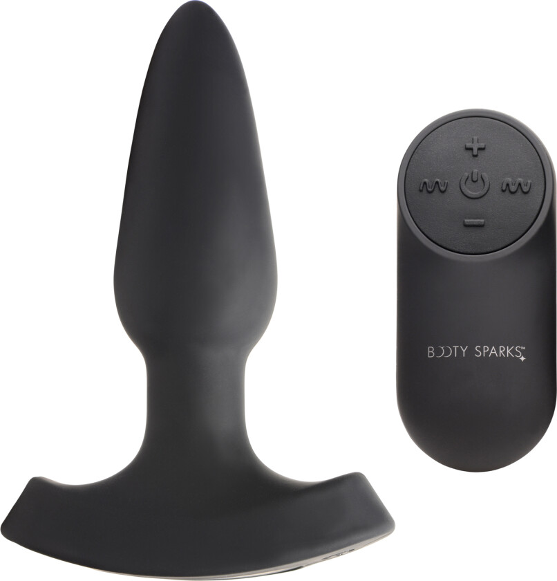 Laser Series Heart Liten Fjernkontrollert Analplugg med LED - Svart