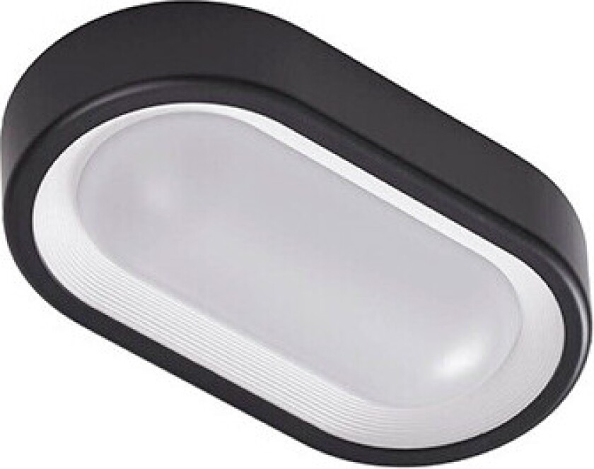 LED utendørs vegglampe, svart/hvit, oval