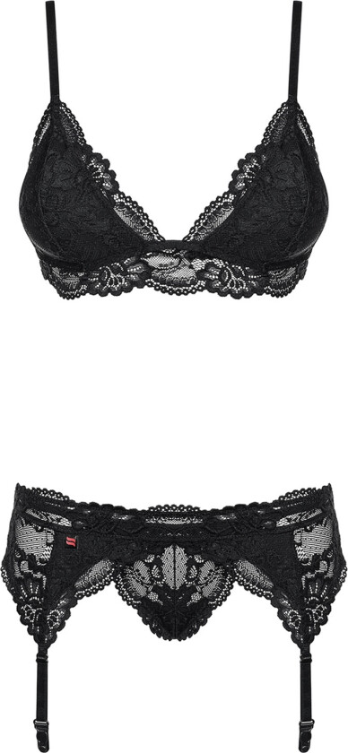 svart hofteholdersett med blonder - Svart - L/XL