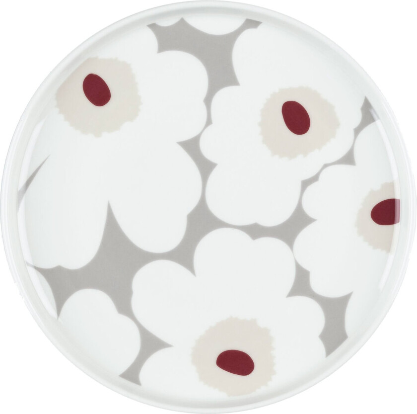 Unikko tallerken Ø 20 cm White-l. grey-red-yellow