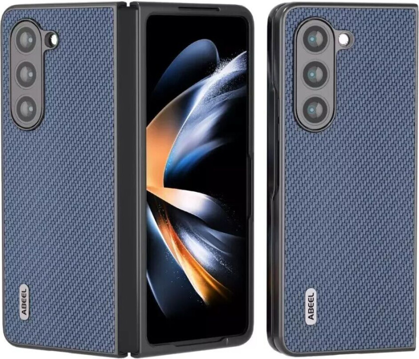 Samsung Galaxy Z Fold5 (5G) Skinnkledd Plast Deksel - Blå Carbon
