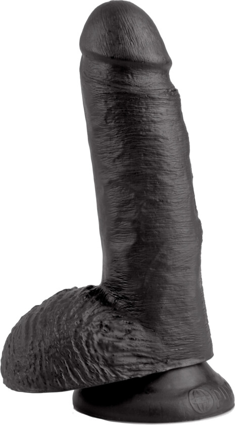 Realistisk Dildo med Testikler 18 cm - Svart