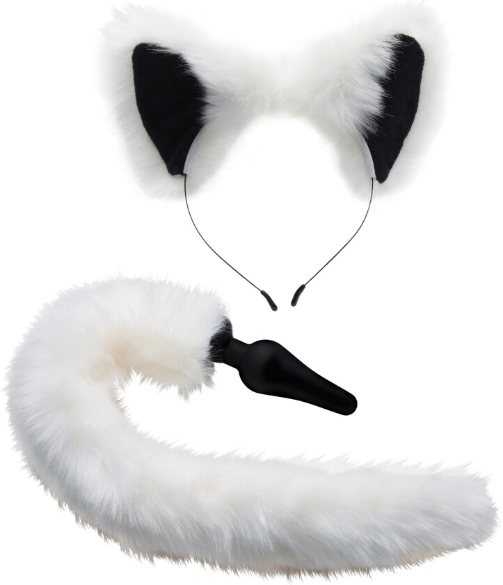 White Fox Tail Anaplugg og Ører - Hvit