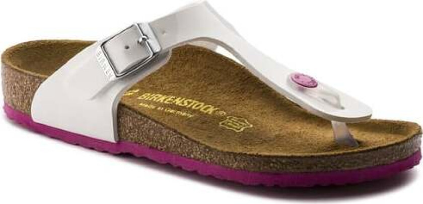 - GIZEH Kids Birko-Flor Narrow - White Lack W/Pink Outsole
