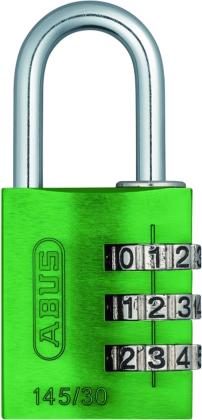 Kodehængelås 145/30 alu/stål grøn blisterpak