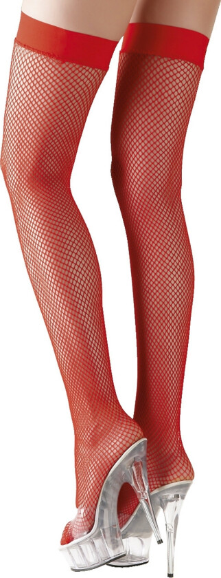 Selvsittende Nettingstrømper Rød - Rød - L
