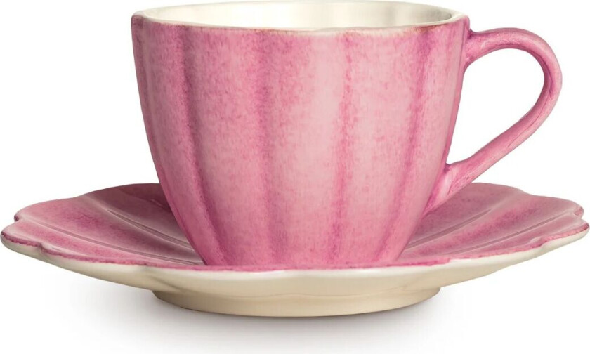 Oyster kopp med fat 25 cl Rosa