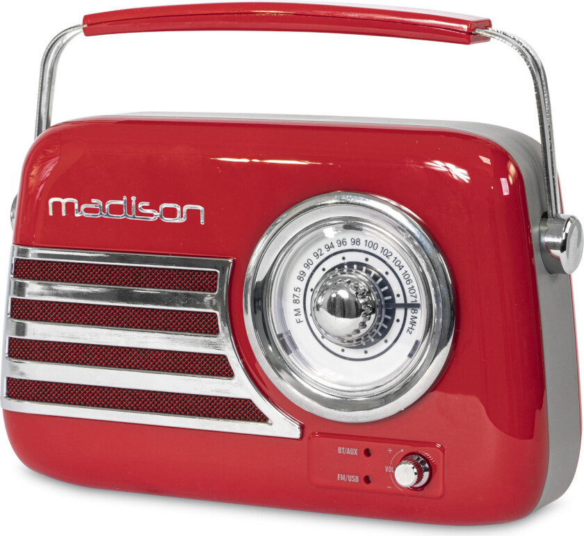 Madison retro radio med Bluetooth og FM (rød)