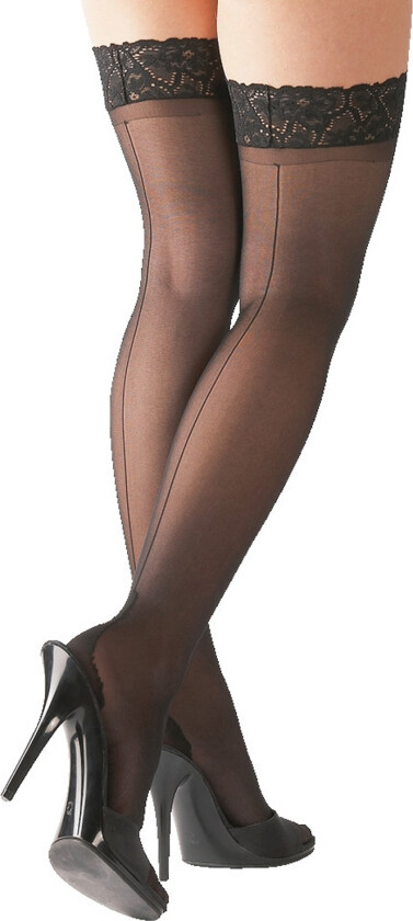 Stay Ups Selvsittende Strømper - Svart - XL