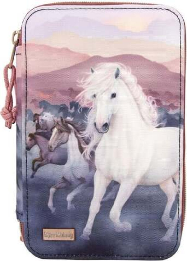 Bilde av - Triple Pencil Case With Quilting NIGHT HORSES ( 0412512 )