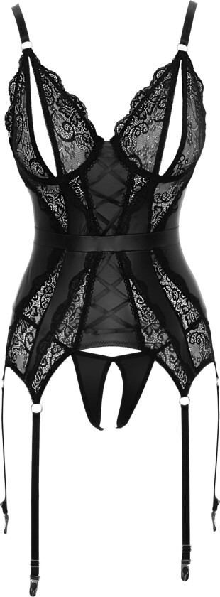 Bunnløst Blonde Korsett-sett - Svart - S