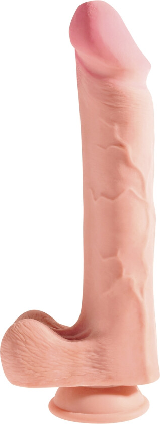 Plus Triple Density Dildo med Pung 33 cm   - Beige