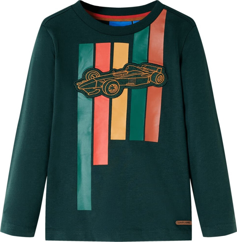 T-skjorte for barn med lange ermer mørkegrønn 104