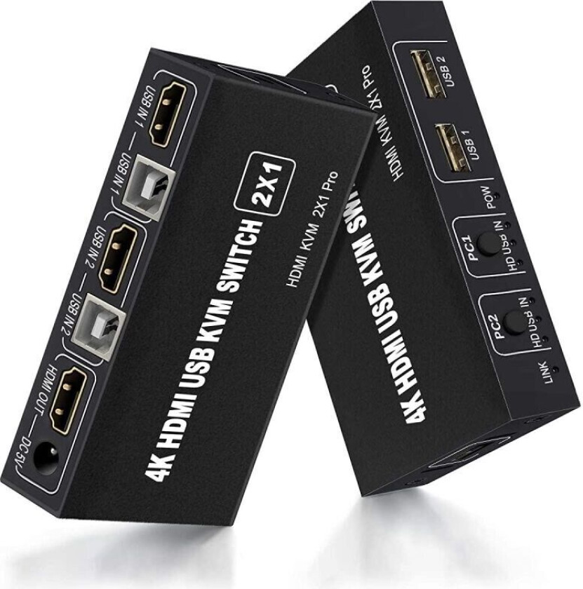 Bilde av NÖRDIC KVM Switch 2 PC til 1xHDMI 2.0 og 3XUSB for Xbox, PS5, Laptop