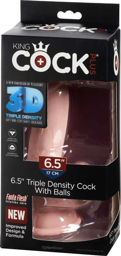 Plus Triple Density Dildo med Pung 20 cm   - Beige