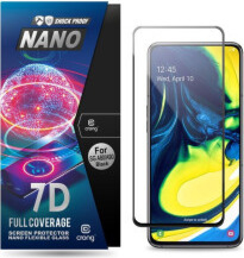 Crong 7D Nano fleksibelt glass – full dekning hybrid skjermbeskytter 9H Samsung Galaxy A80 / A90