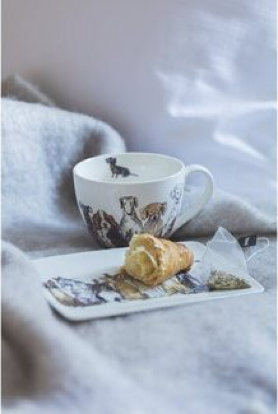 Asjett/serveringsfat med håndtegnet motiv Hund 1-pk