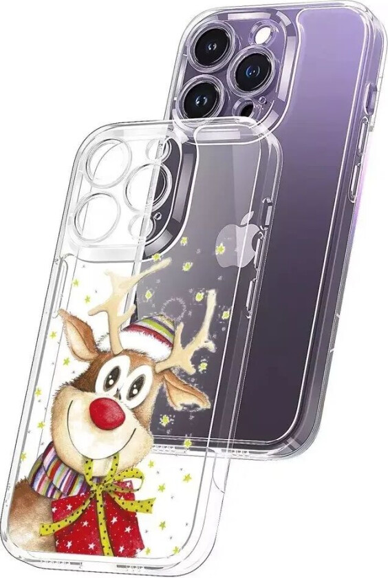 iPhone 14 Pro Max TPU Plast Jul Deksel - Reinsdyr med Gave