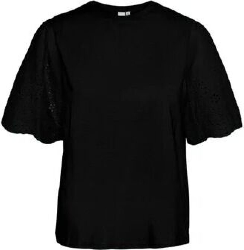 Yaslex Ss Top W. Emb Sleeves - Black XL