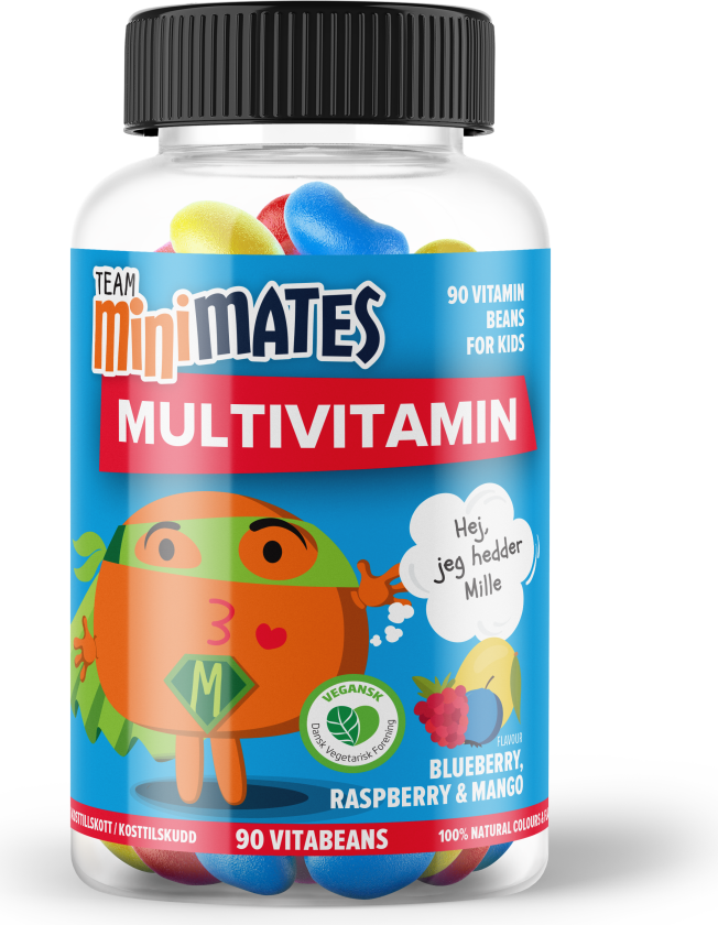 VitaBean Multivitamin, Blåbær, bringebær & mango, 90 stk.