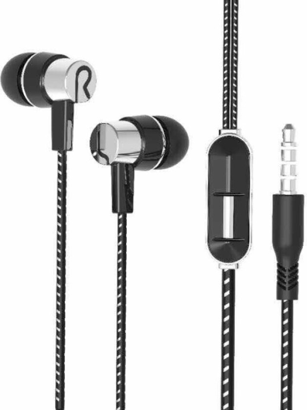 In-ear øretelefon med mikrofon, Svart/Sølv