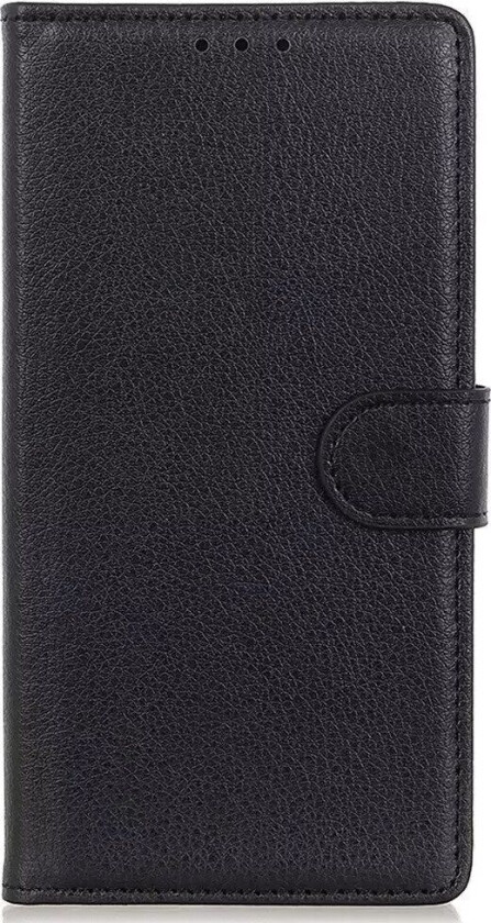 iPhone 14 Pro Litchi Flip Deksel i Skinn med Lommebok og Magnetisk Lukking - Svart