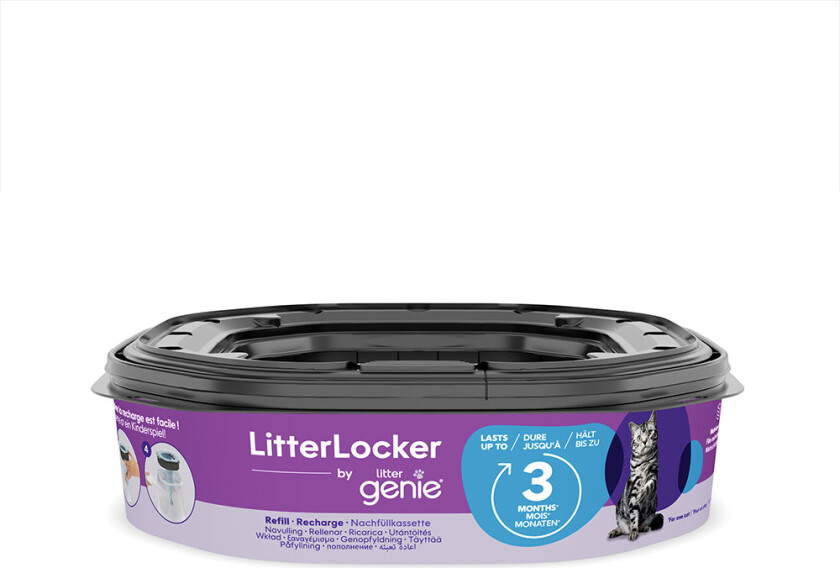 LitterLocker® by Litter Genie avfallsbøtte til kattesand - Økonomipakke: 6 x etterfyllingskassetter (UTEN avfallsbøtte)