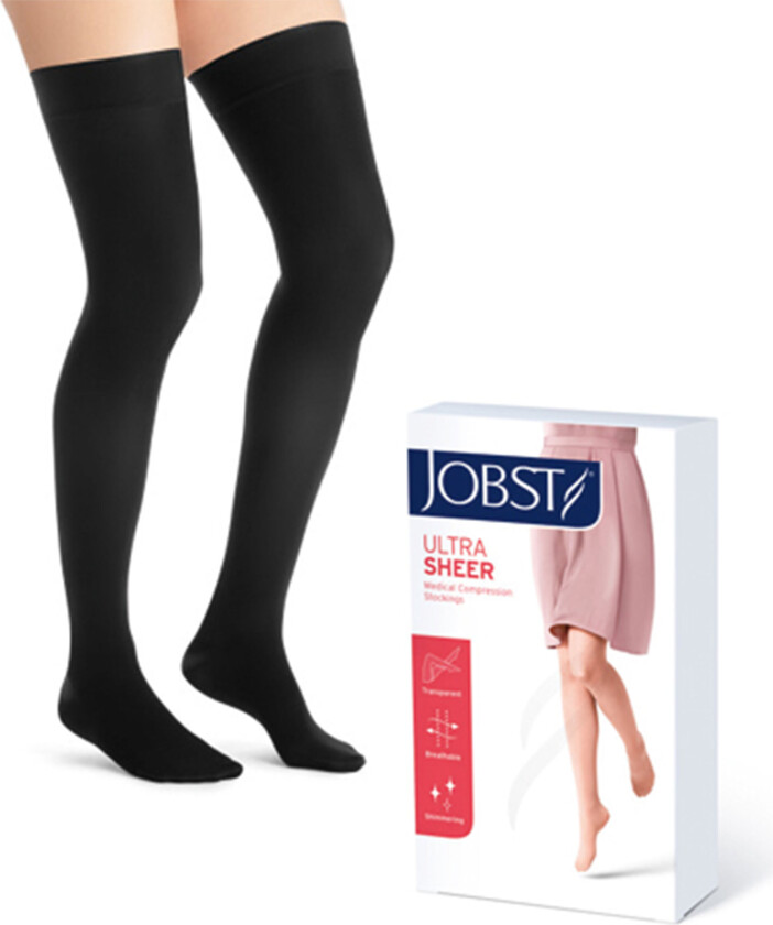 Jobst Ultra Sheer lårstrømpe klasse1, Small, sort, 1 par