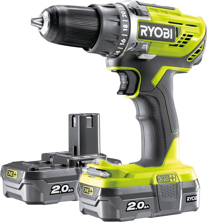 Ryobi One+ R18DD3-220S - Drill/driver - trådløs - 2 hastigheter - nøkkelfri borhylse 13 mm - 50 N·m - 2 batterier - 18 V