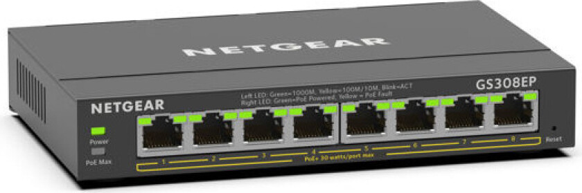 GS308EP 8-Port PoE+ Gigabit Ethernet Plus Switch (62W)