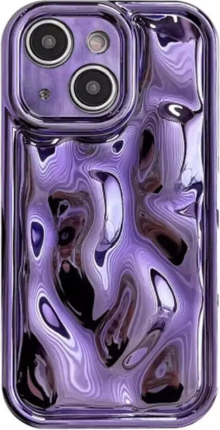 iPhone 15 Fleksibelt Plastdeksel med Ujevn og Skinende Overflate - Lilla