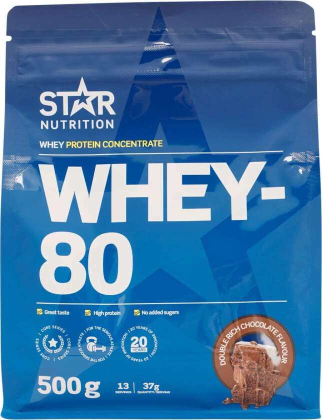 Star Nutrition Whey-80 Double Rich Chocolate, proteinpulver blue