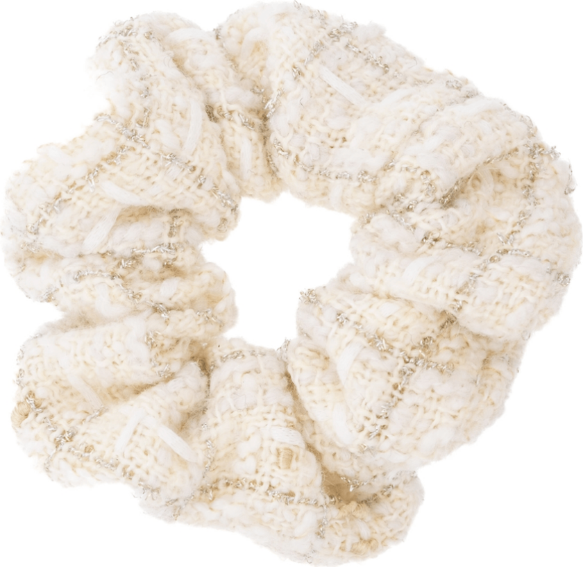 DARK Tweed Scrunchie Off White