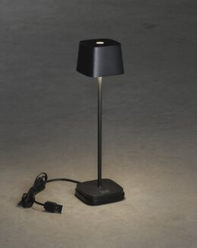 Capri Mini bordlampe usb 2700K/3000K dimbar firkantet svart