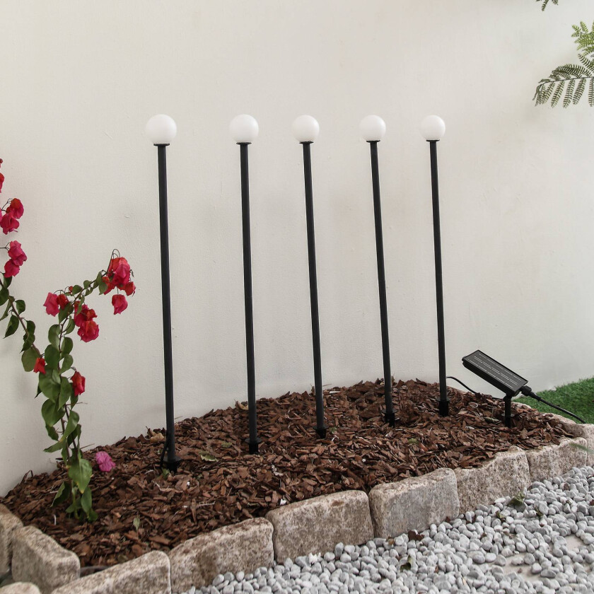 LED-solcellelys Freydis, sett med 5 stk., 2000K