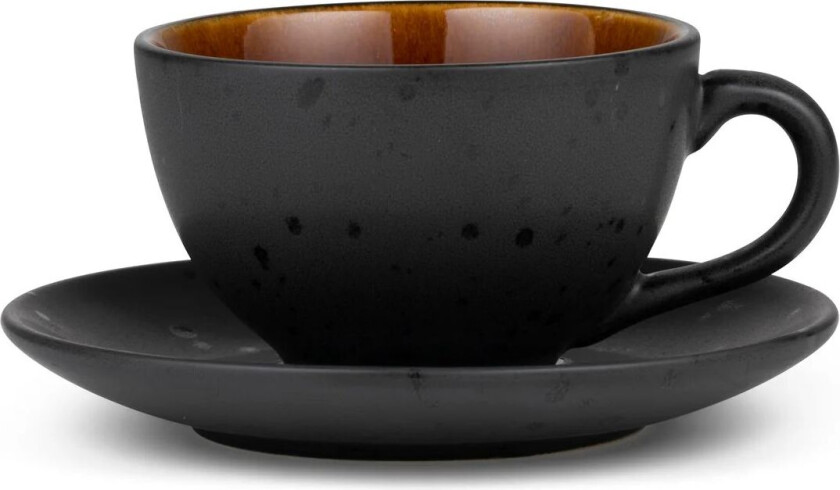 kopp med teskål svart Amber